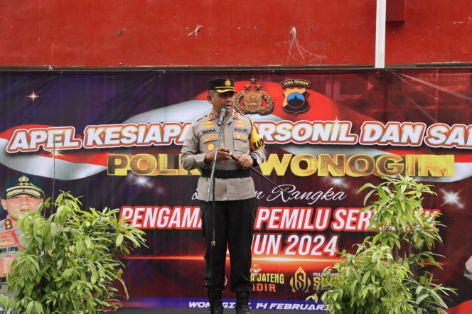 
 Menjelang Persiapan Pemilihan Umum 2024 : Polres Wonogiri Adakan Apel