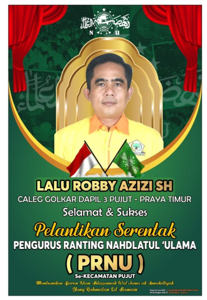 
 L Robby Azizi Apresiasi Suksesnya Pelantikan PRNU se-Kecamatan Pujut