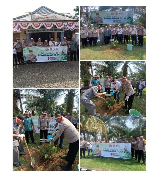 
 Polsek Lubuklinggau Utara Melakukan Kegiatan Bakti Sosial Penanaman Pohon Serentak Dengan Tema Polri Lestarikan Negeri Penghijauan Sejak Dini
