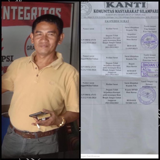 
 Kades Bingin Jungut Kec. Muara Kelingi Telah Dilaporkan Oleh LSM KANTI Terkait Dugaan KORUPSI Dana Desa (DD)