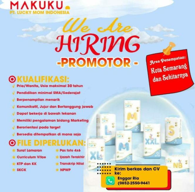 
 Lowongan Kerja Promotor PT. Lucky Mom Indonesia (MAKUKU) Semarang
