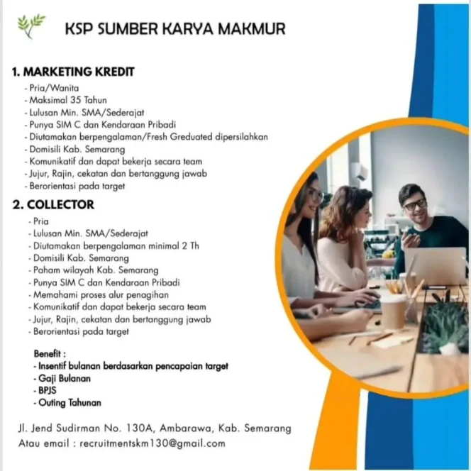 
 Lowongan Kerja KSP Sumber Karya Makmur, Kabupaten Semarang