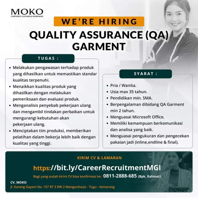 
 Lowongan Kerja Semarang CV. MOKO