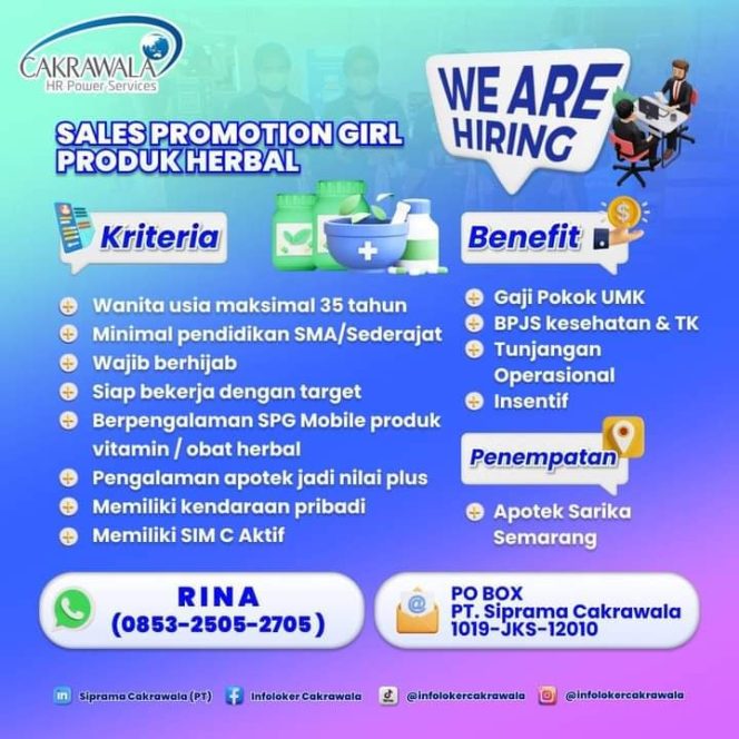 
 Lowongan Kerja SPG PT. Siprama Cakrawala Semarang