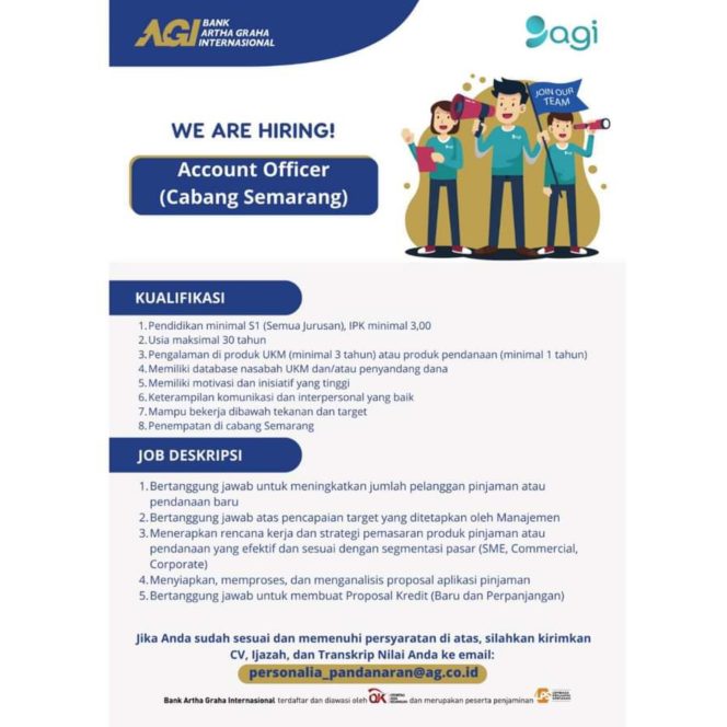 
 Lowongan Kerja Account Officer Bank Artha Graha Internasional Semarang