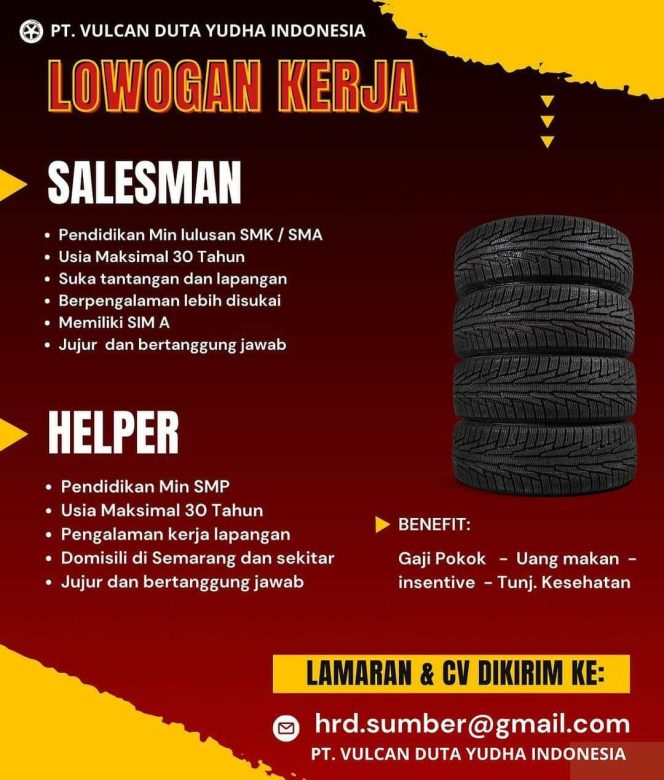 
 Lowongan Kerja PT. VULCAN DUTA YUDHA INDONESIA, Semarang