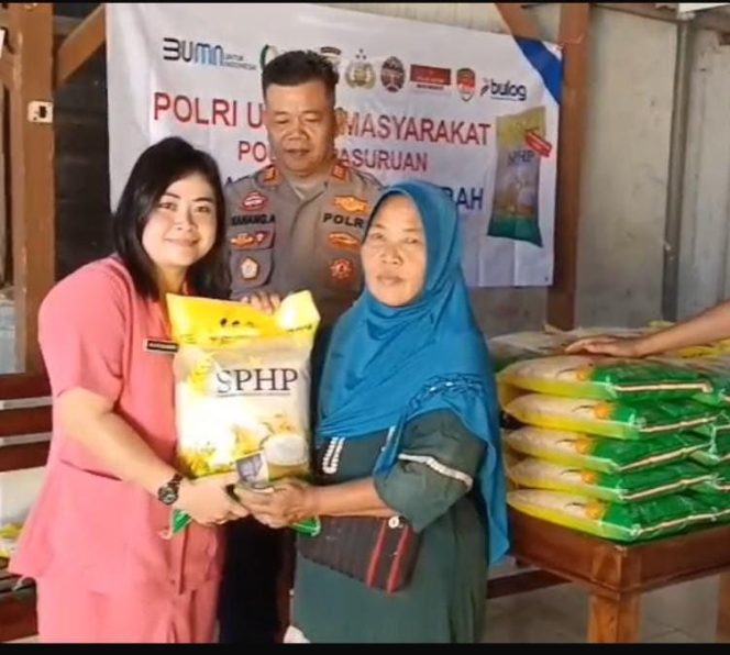 
 Polres Pasuruan Galakkan Pasar Murah, 200 paket Beras di Polsek Winongan Ludes Terjual