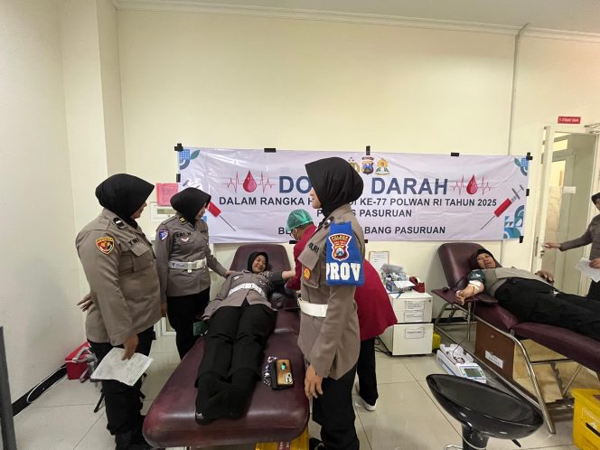 
 Sambut Hari Jadi ke-77 Polwan RI, Polwan Polres Pasuruan Gelar Donor Darah