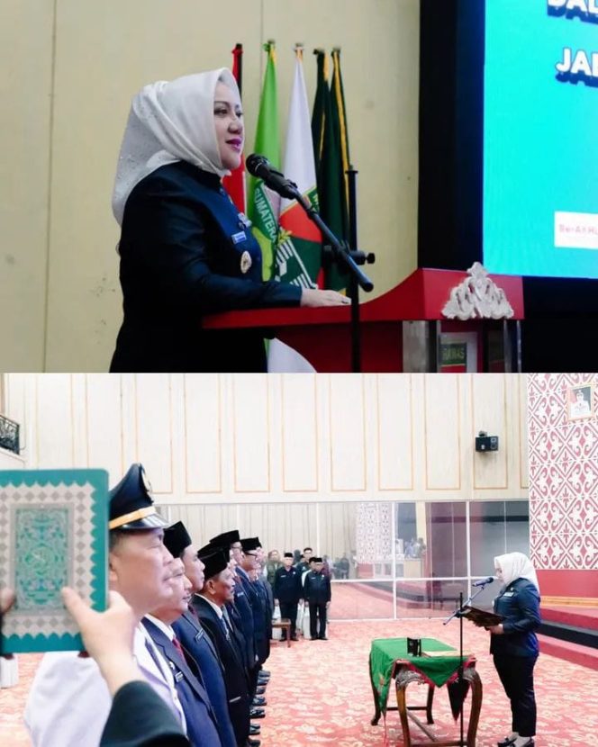 
 Jajaran Pemerintah Kabupaten Musi Rawas Di Rombak , Bupati Hj Ratna Machmud Resmi Lantik 14 Pejabat